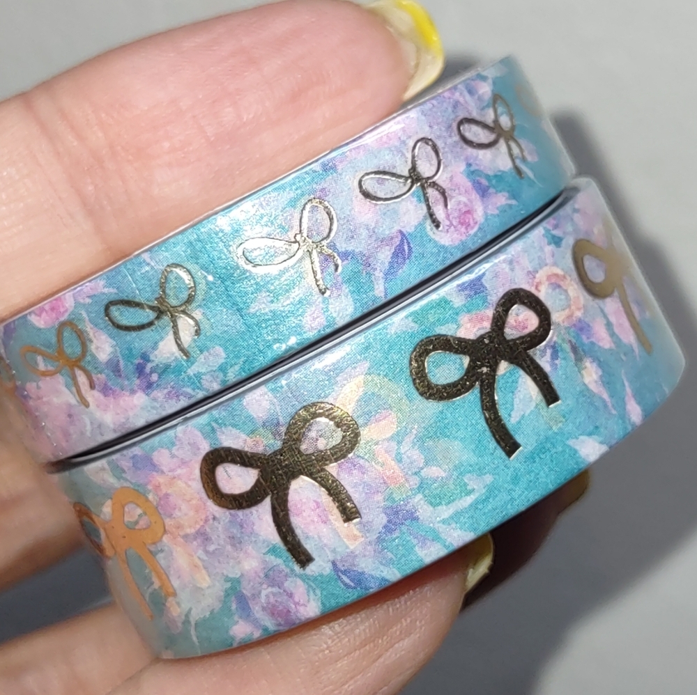 Simply Gilded Washi Tape - Teal Floral w/ Gold Foil Bows